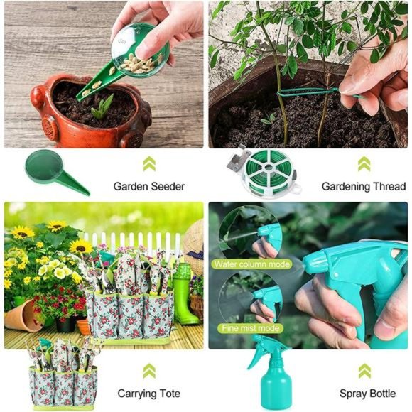 13 PCS Heavy Duty Aluminum Gardening Tools Kit Floral Print with Rubber Handle - Picture 6 of 7